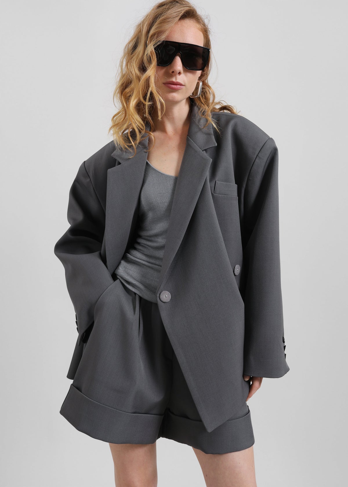 Tolmer Boxy Wrap Blazer - Storm Grey β view 5 of 10
