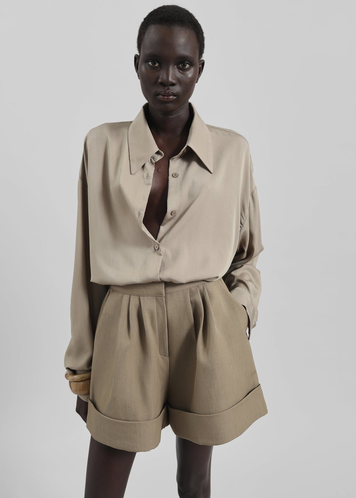 Tolmer Cuffed Shorts - Taupe Melange β view 6 of 10