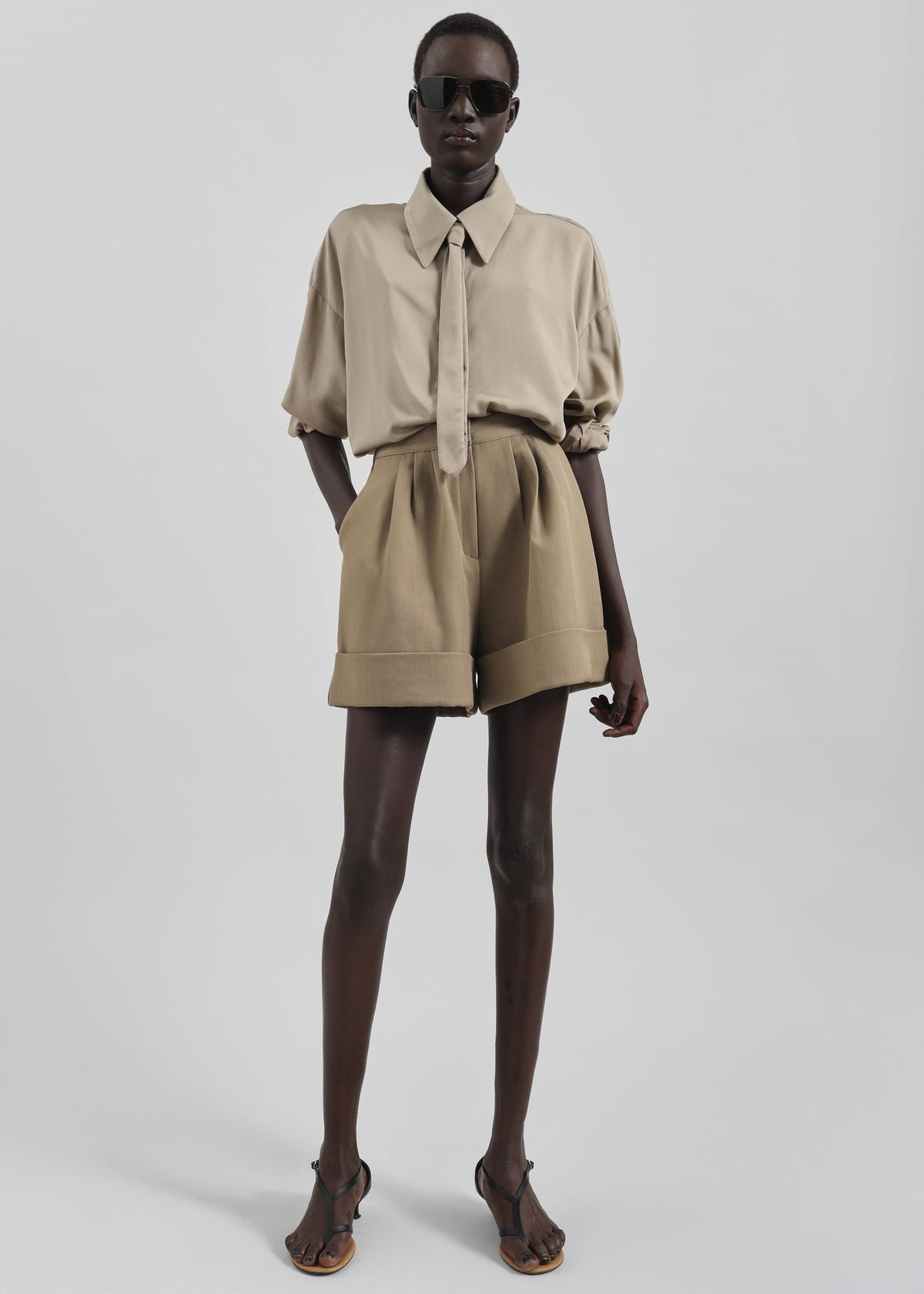 Tolmer Cuffed Shorts - Taupe Melange β view 7 of 10