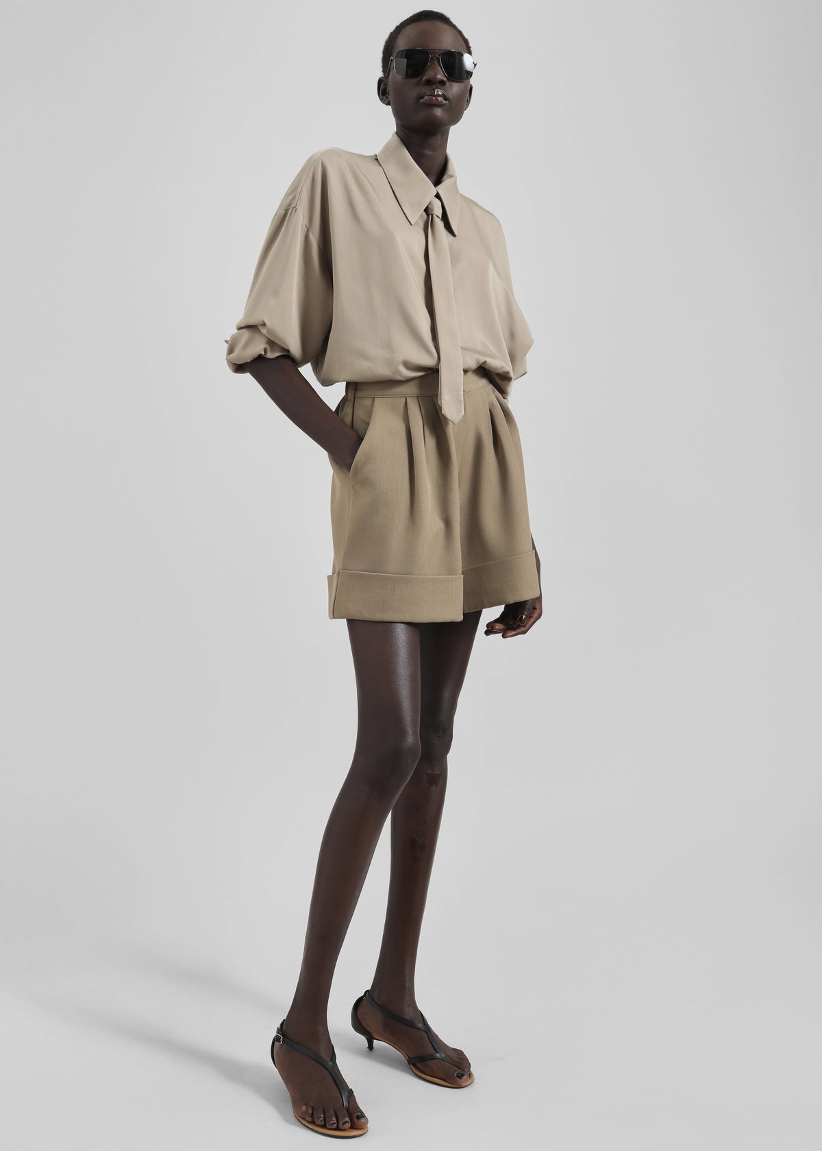 Tolmer Cuffed Shorts - Taupe Melange β view 4 of 10