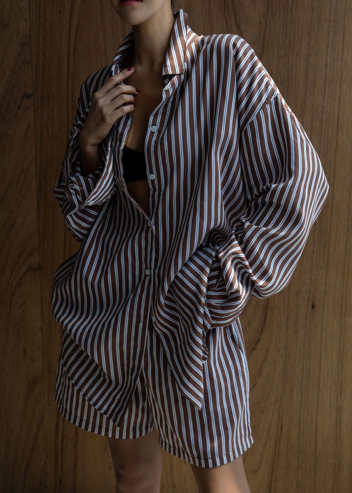 Toscane Oversized Shirt - Brown/White Stripe β view 1 of 10