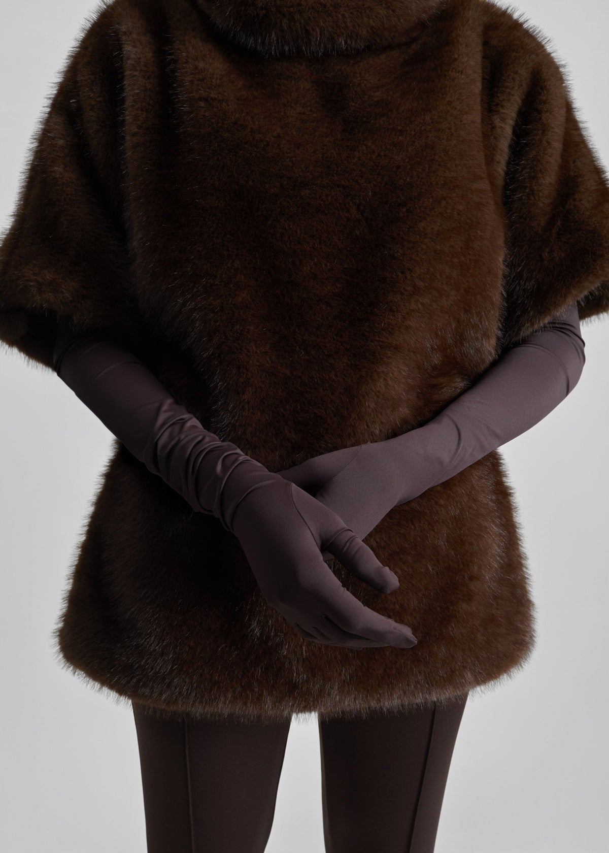Trento Faux Fur Mock Neck Top - Dark Brown β view 2 of 6