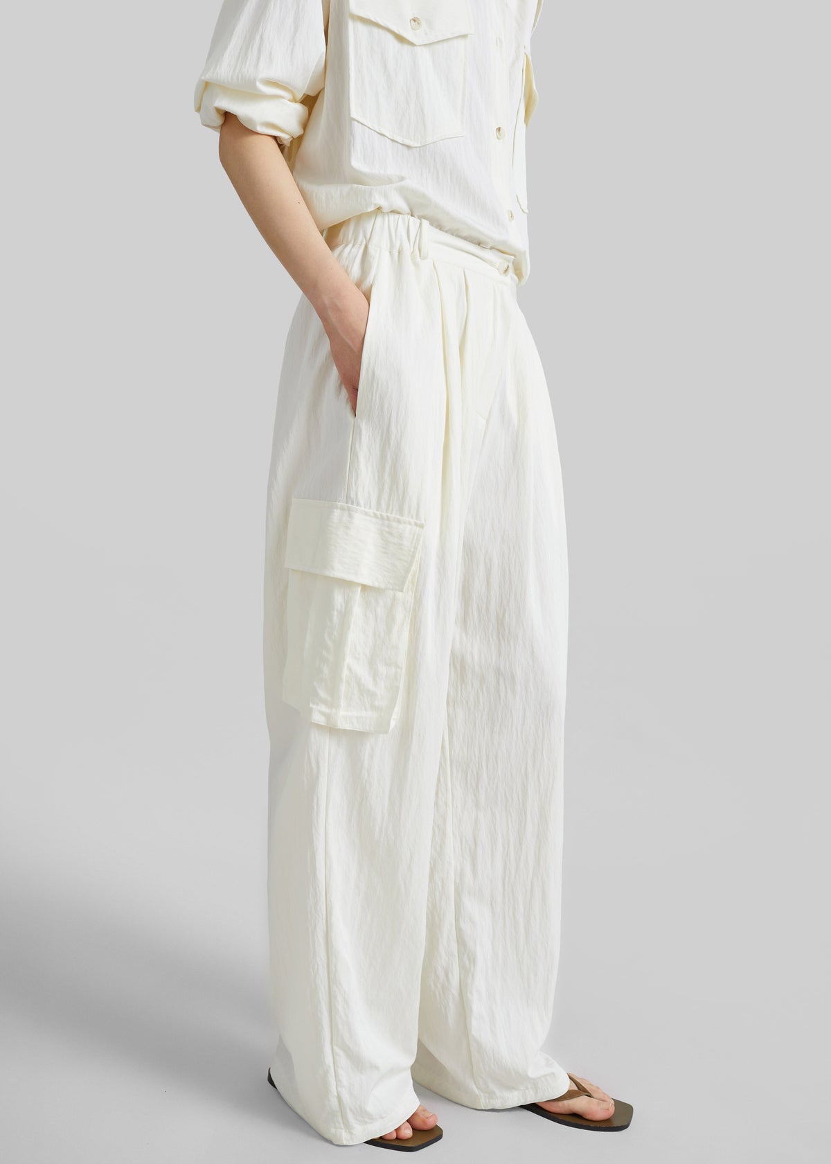 Trevi Textured Cargo Pants - Cream β view 7 of 9