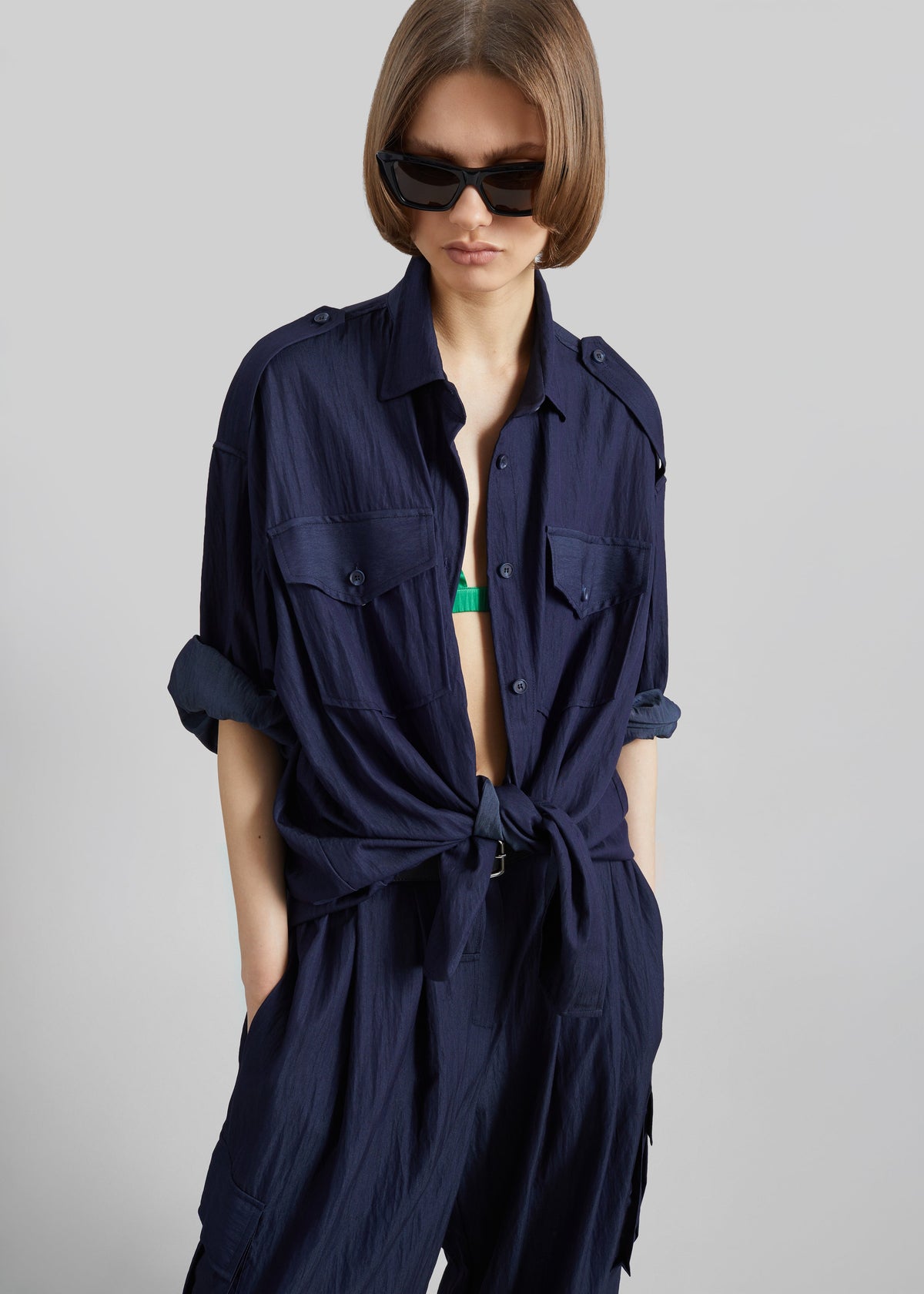 Trevi Textured Cargo Shirt - Navy β view 1 of 8