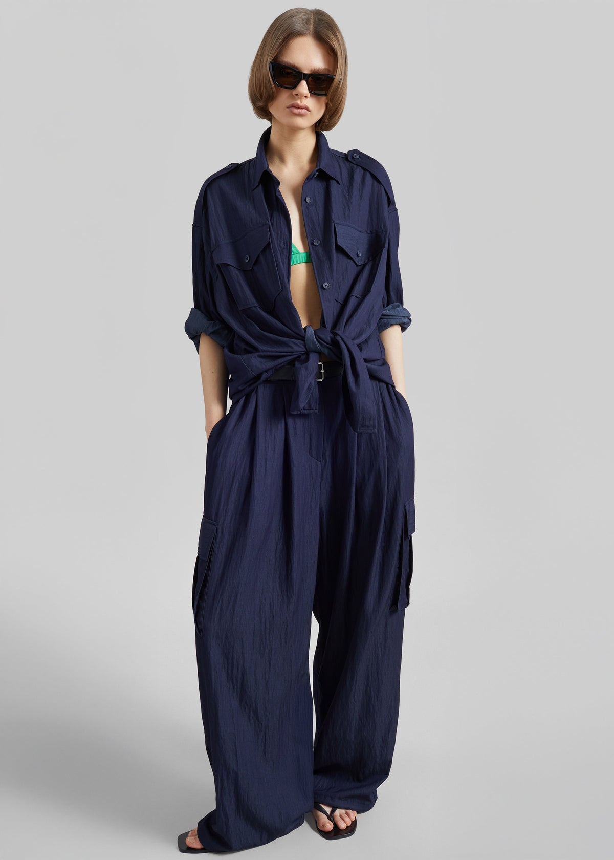 Trevi Textured Cargo Pants - Navy β view 5 of 7