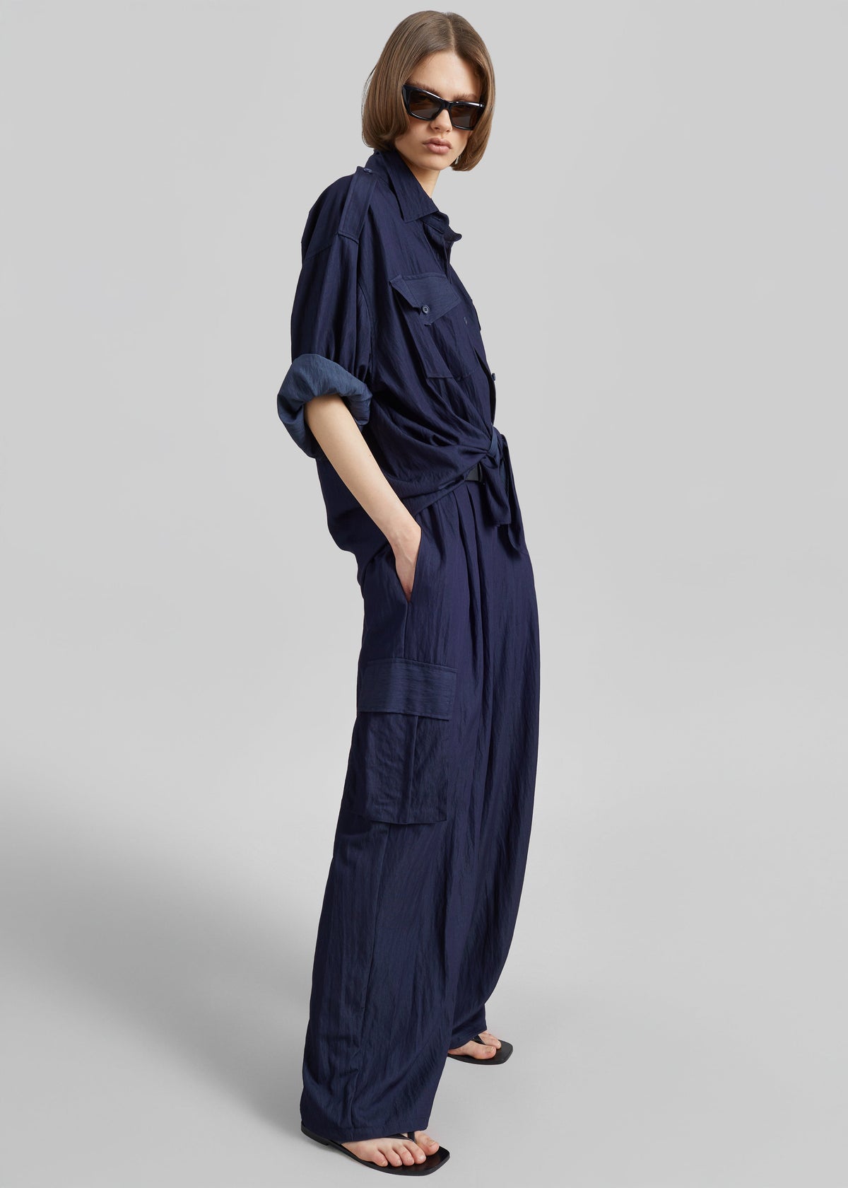 Trevi Textured Cargo Pants - Navy β view 3 of 7