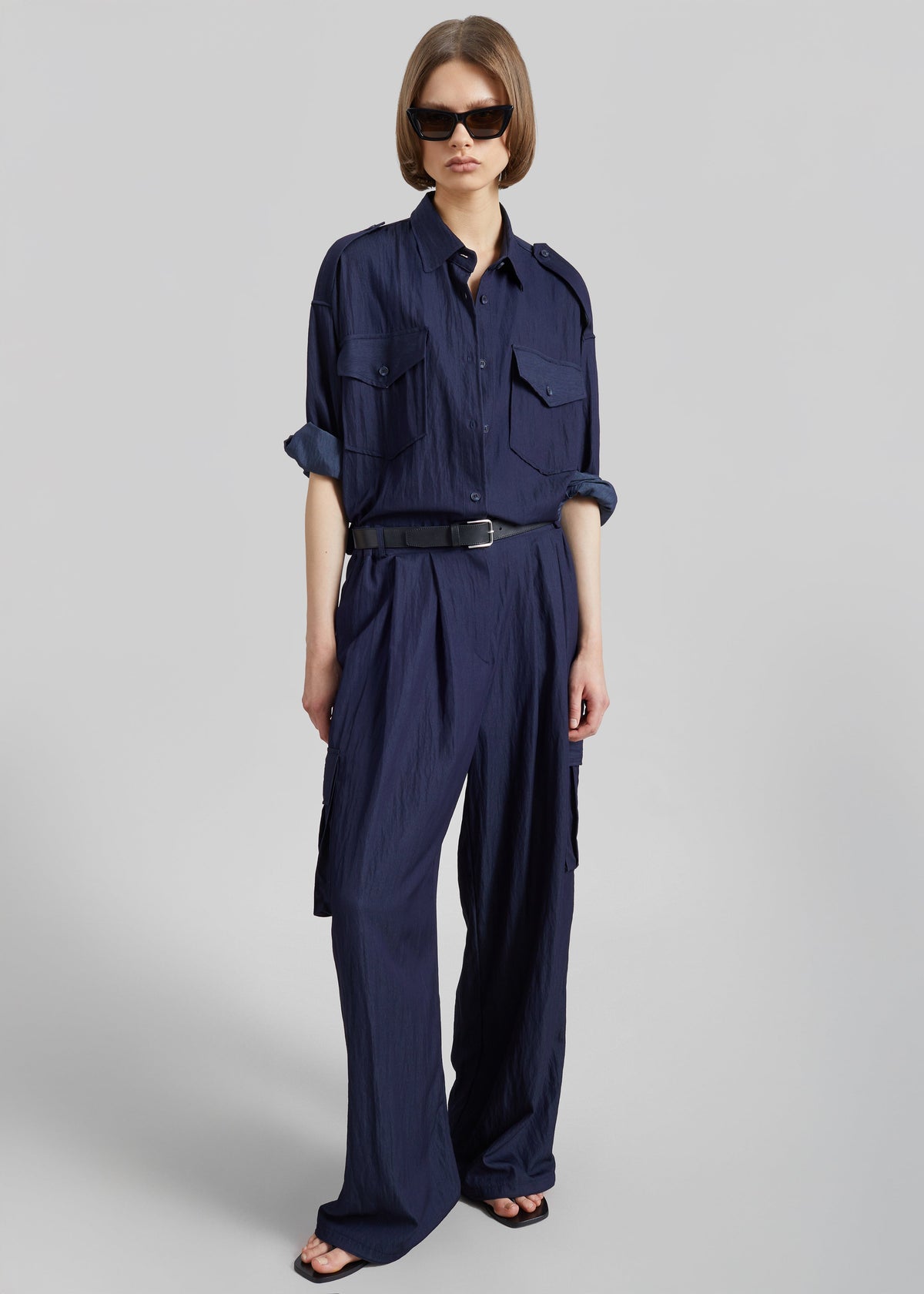 Trevi Textured Cargo Pants - Navy β view 1 of 7