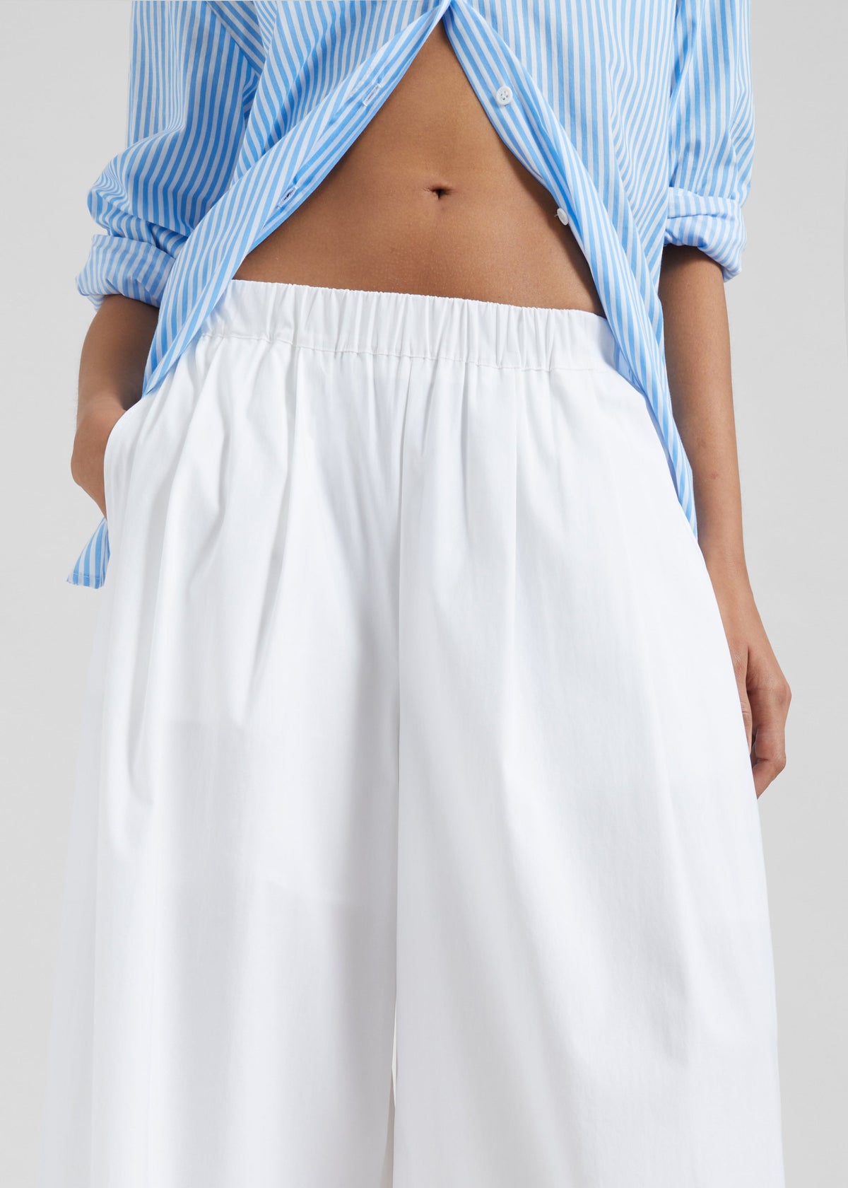 Trivio Poplin Wide Leg Pants - White β view 3 of 6