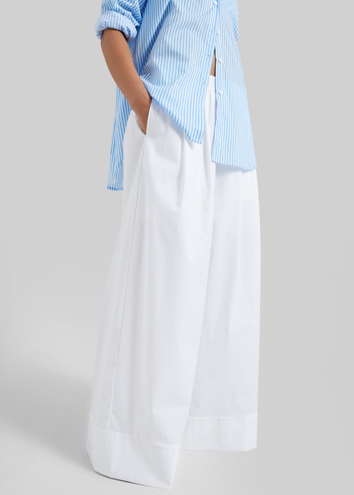 Trivio Poplin Wide Leg Pants - White β view 2 of 6