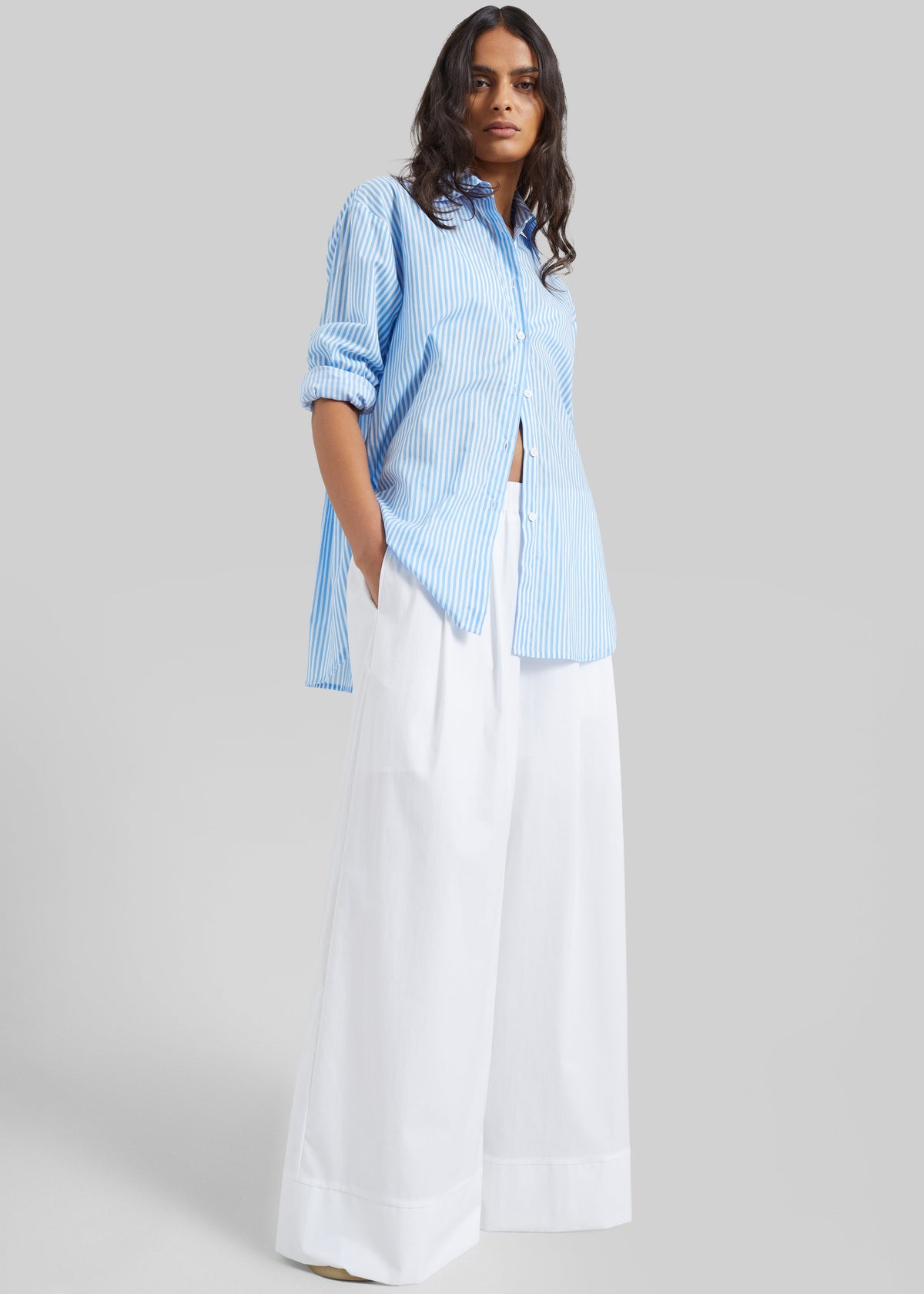 Trivio Poplin Wide Leg Pants - White β view 1 of 6