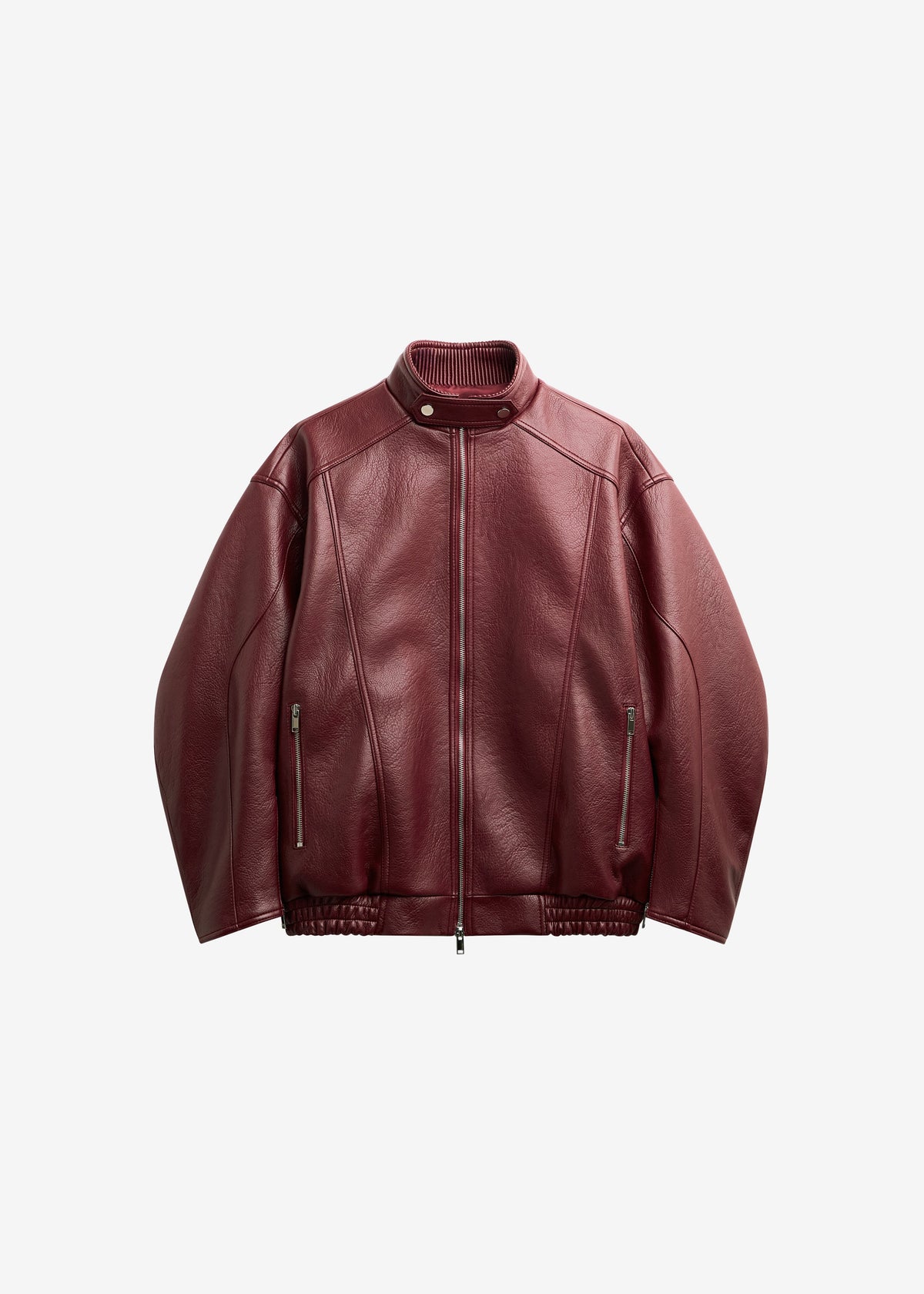 Troye Faux Leather Bomber Jacket - Burgundy β view 8 of 8