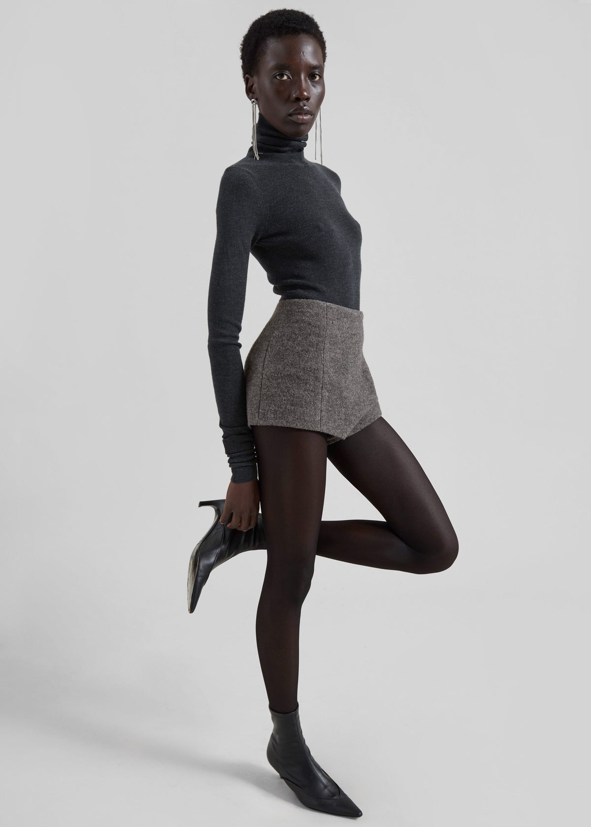 Utica Thin Turtleneck Sweater - Dark Grey Melange β view 3 of 6