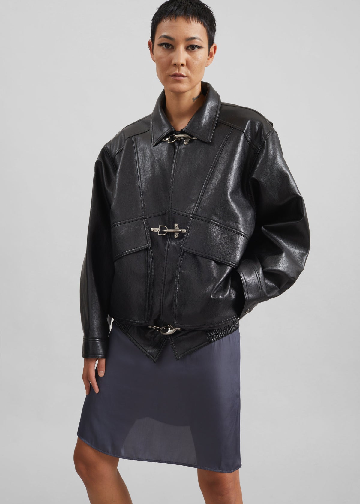 Utrecht Faux Leather Buckle Jacket - Black β view 6 of 10