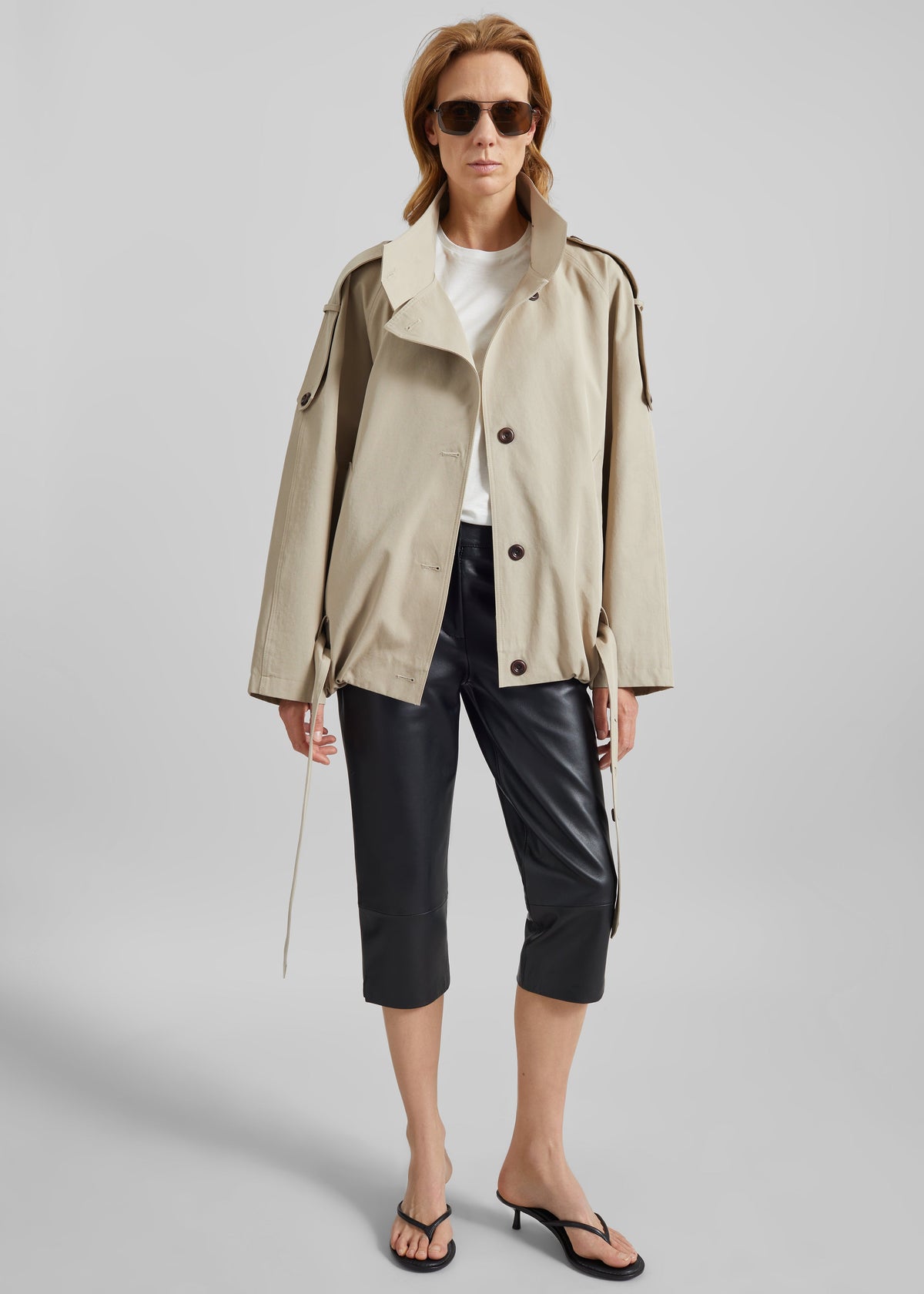 Vallby Belted Short Trench - Beige β view 3 of 7