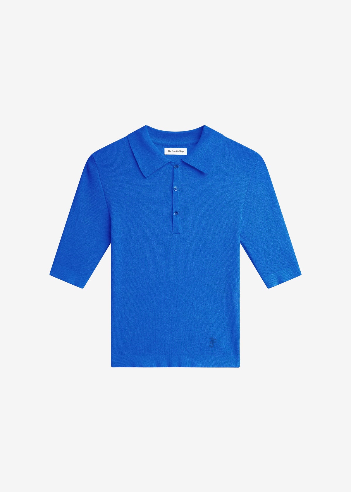 Vally Ribbed Knit Polo Top - Cobalt β view 7 of 7