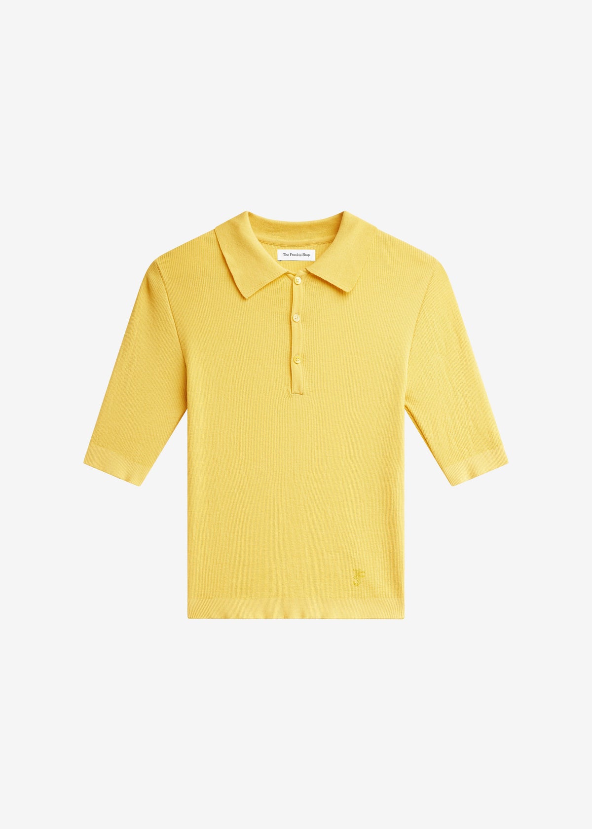 Vally Ribbed Knit Polo Top - Yellow β view 7 of 7