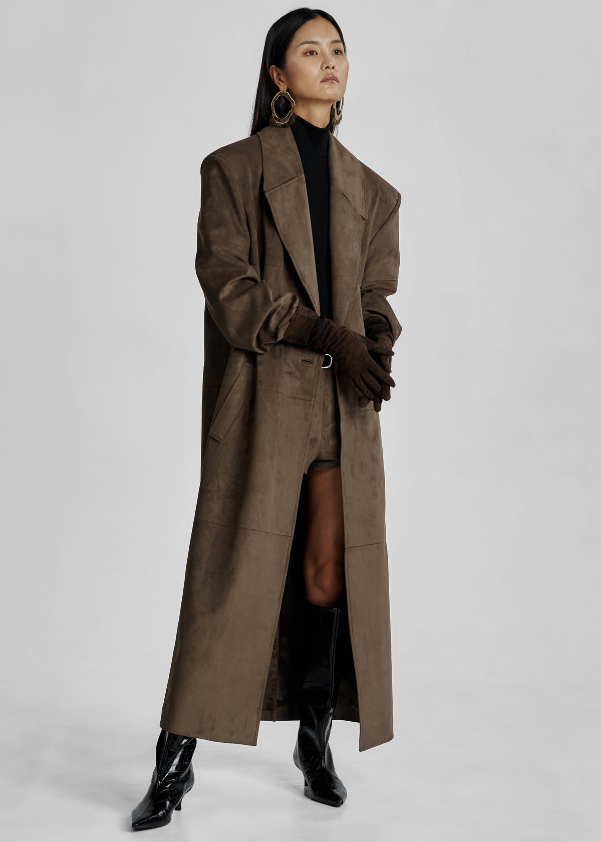 Valmere Faux Suede Coat - Brown β view 9 of 9