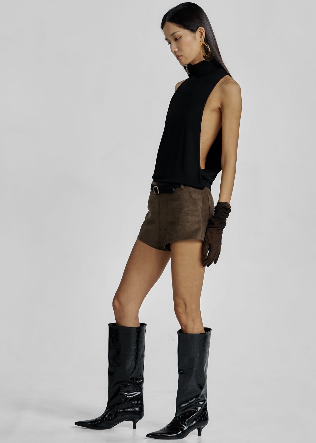 Valmere Faux Suede Hot Pants - Brown β view 5 of 10