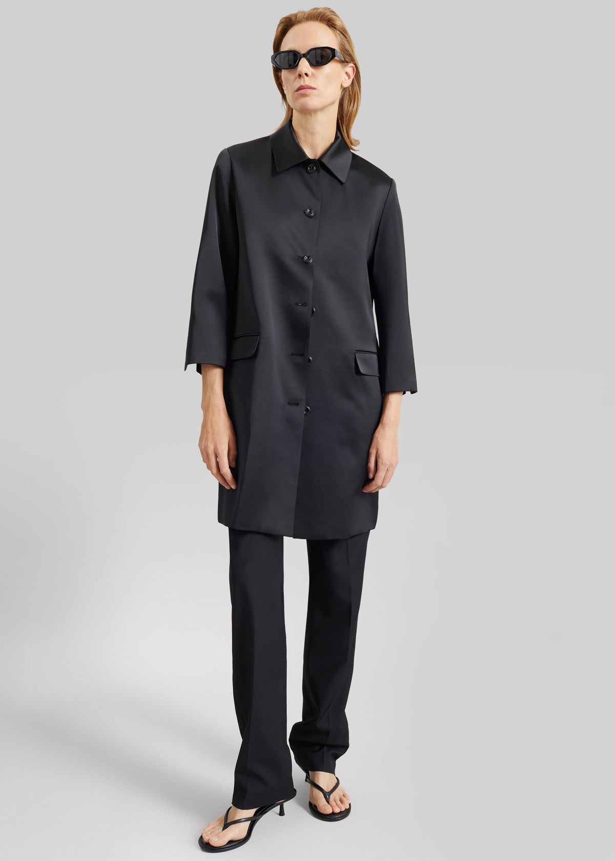 Vavin Satin Long Jacket - Black β view 5 of 7