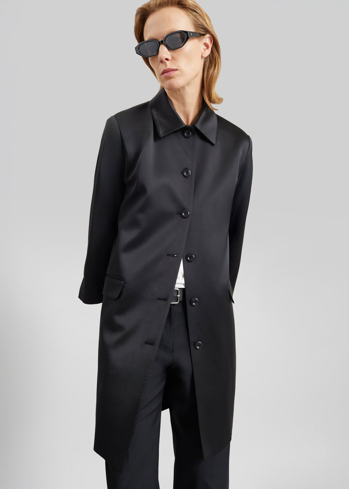 Vavin Satin Long Jacket - Black β view 3 of 7