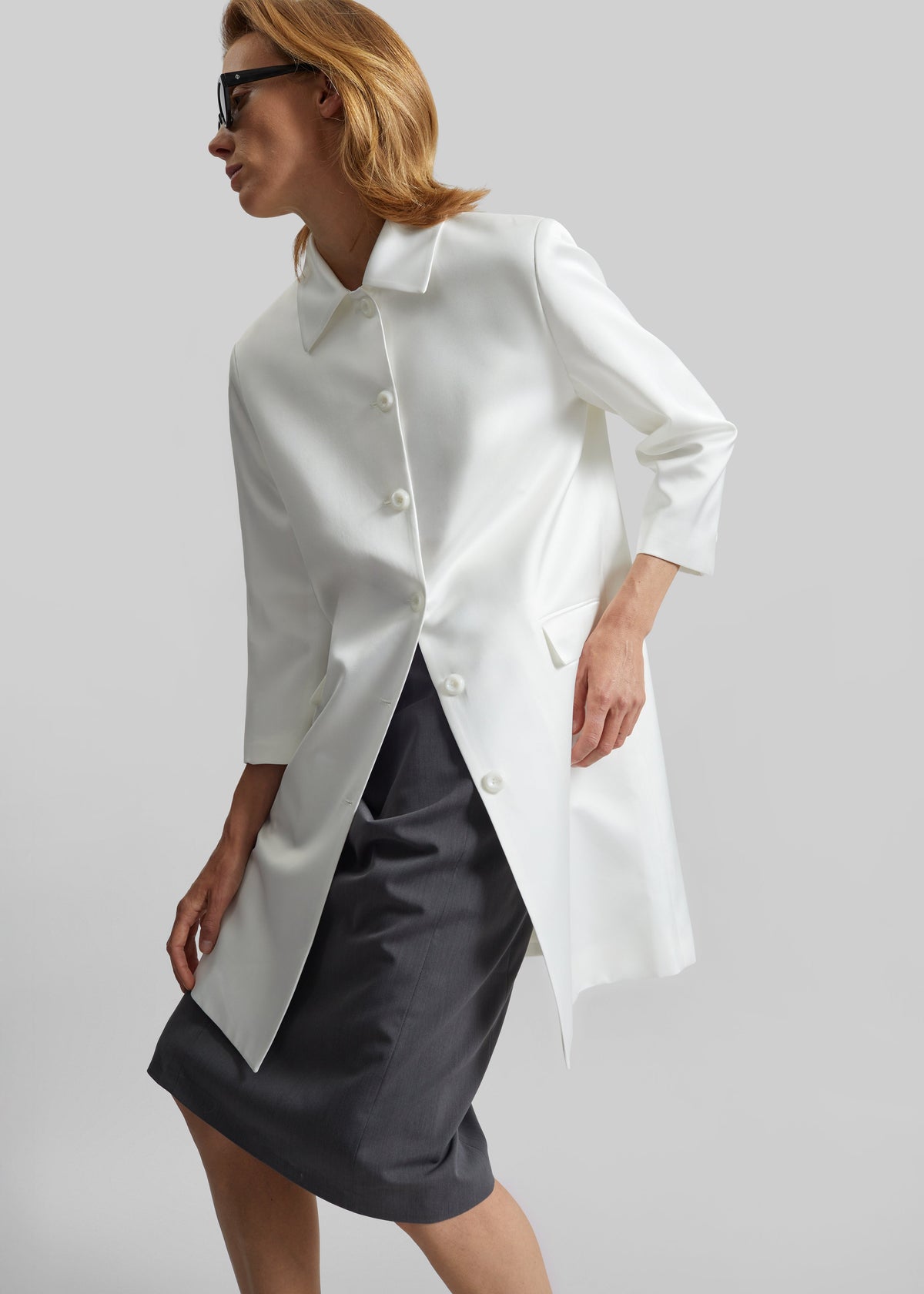 Vavin Satin Long Jacket - White β view 2 of 5