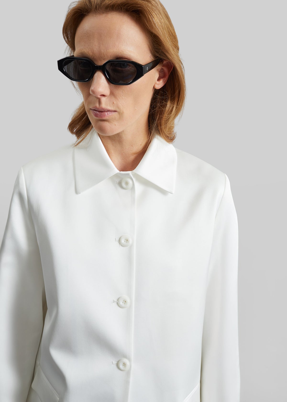 Vavin Satin Long Jacket - White β view 4 of 5