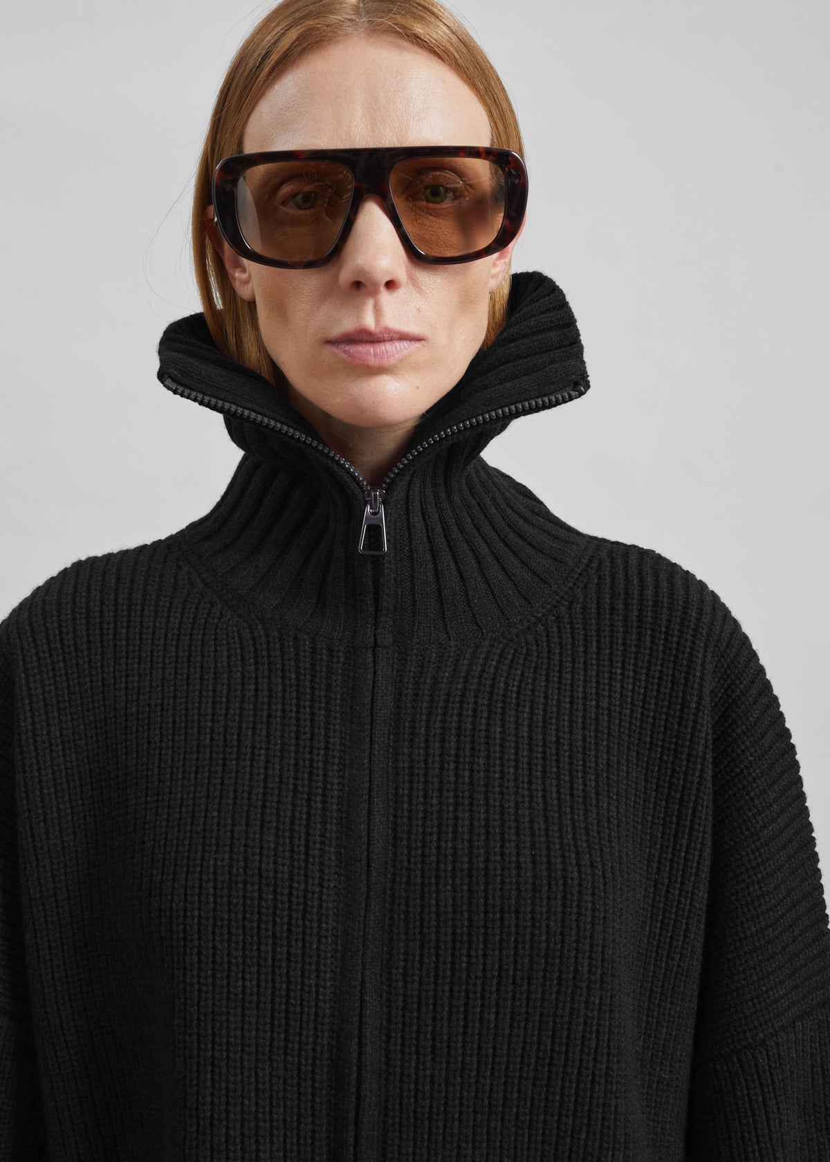 Veda Oversized Zip-Up Cardigan - Black β view 2 of 7