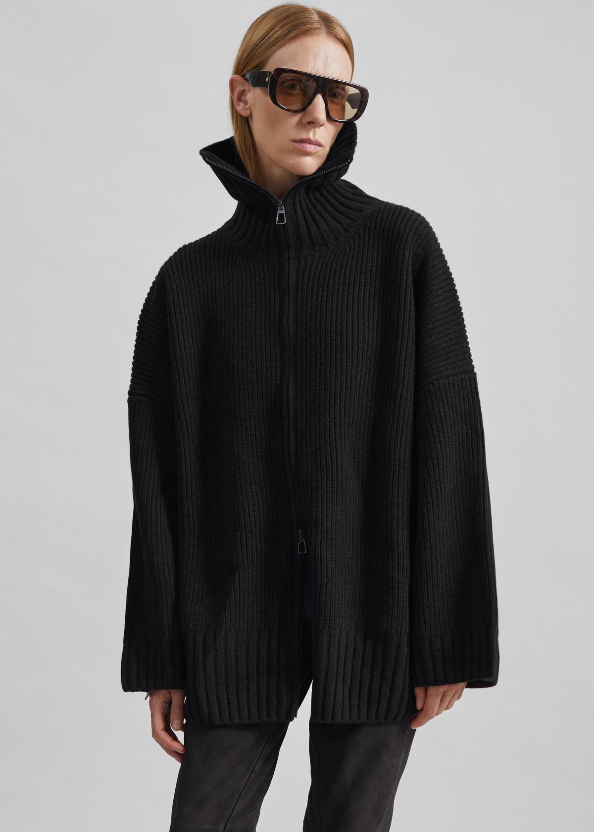 Veda Oversized Zip-Up Cardigan - Black β view 4 of 7