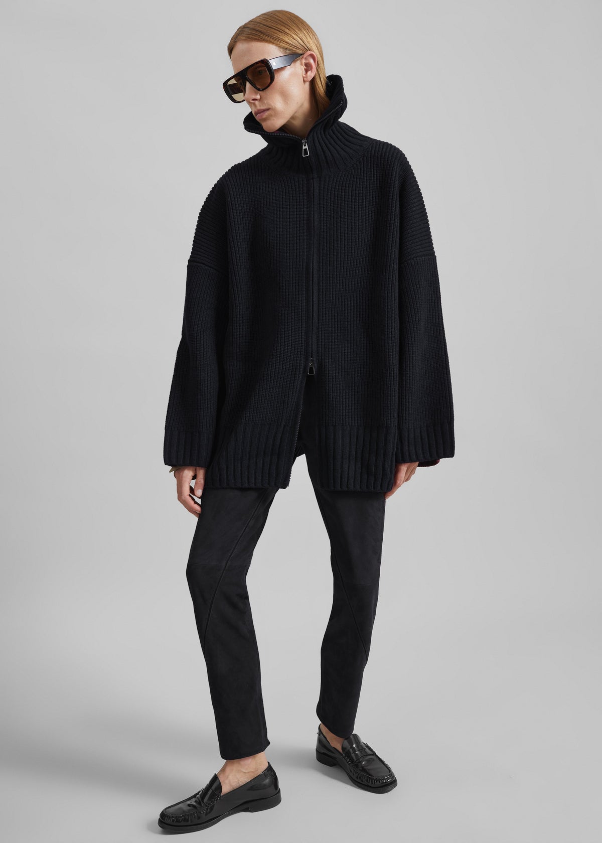 Veda Oversized Zip-Up Cardigan - Black β view 3 of 7