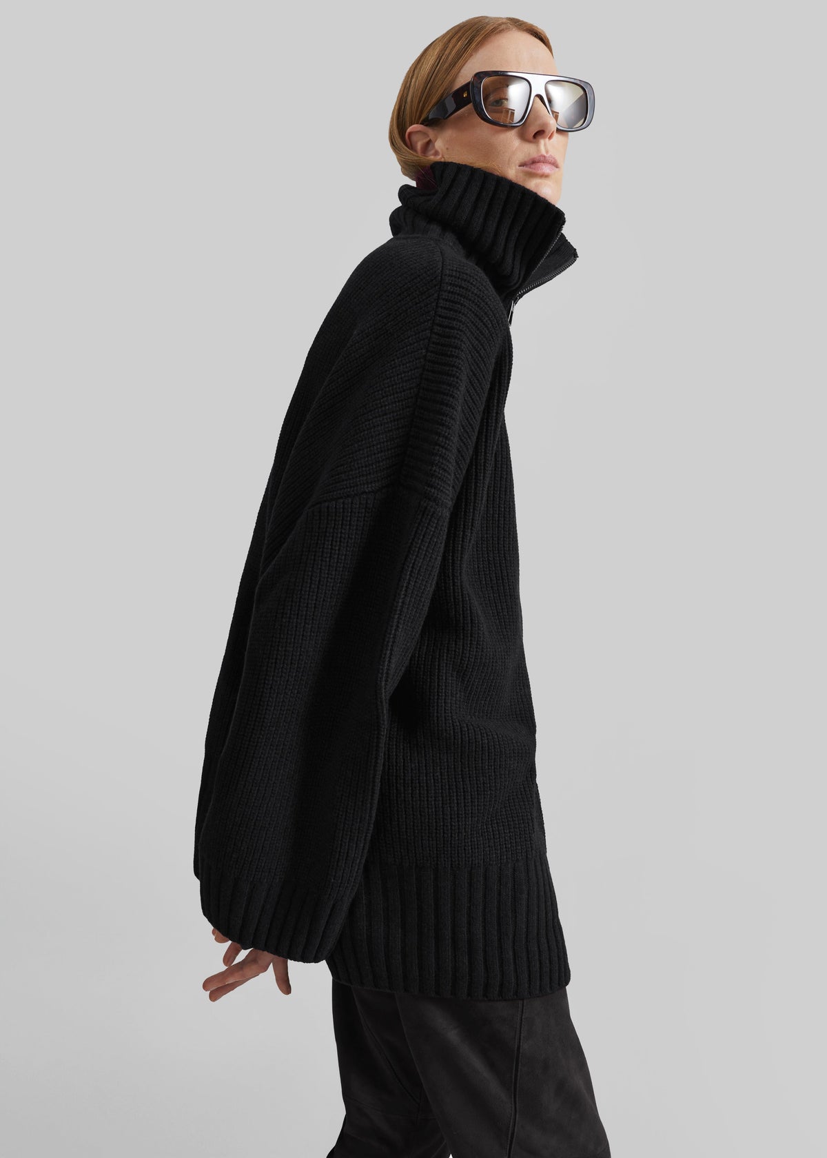 Veda Oversized Zip-Up Cardigan - Black β view 5 of 7