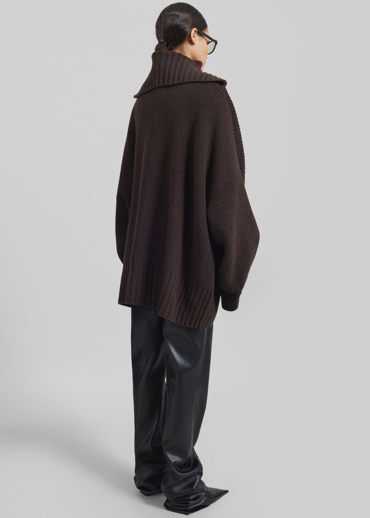 Veda Oversized Zip-Up Cardigan - Brown β view 8 of 10