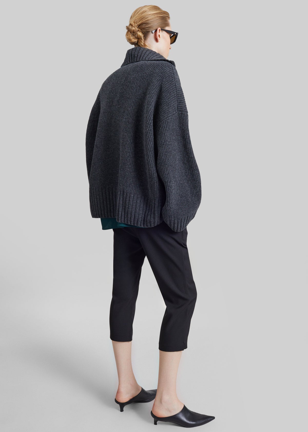 Veda Oversized Zip-Up Cardigan - Charcoal β view 6 of 7