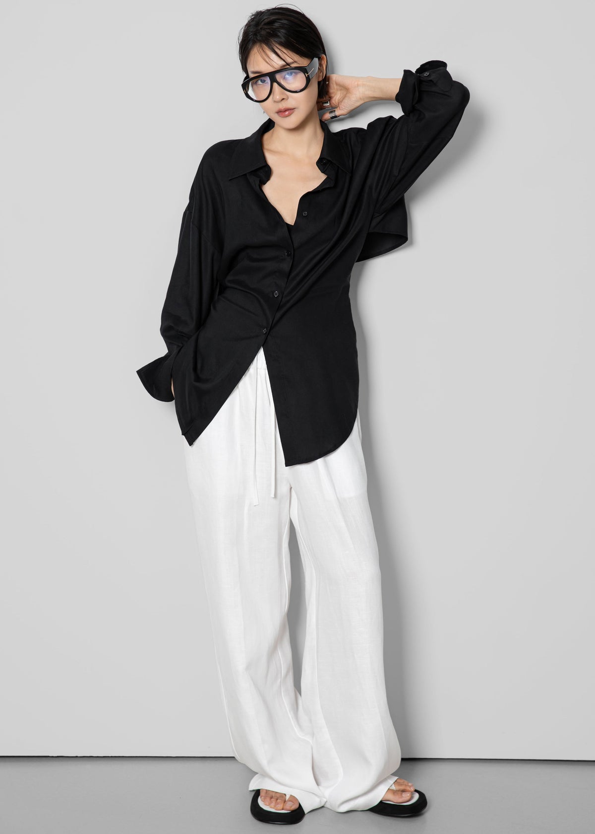 Velia Cut-Out Back Shirt - Black β view 2 of 6