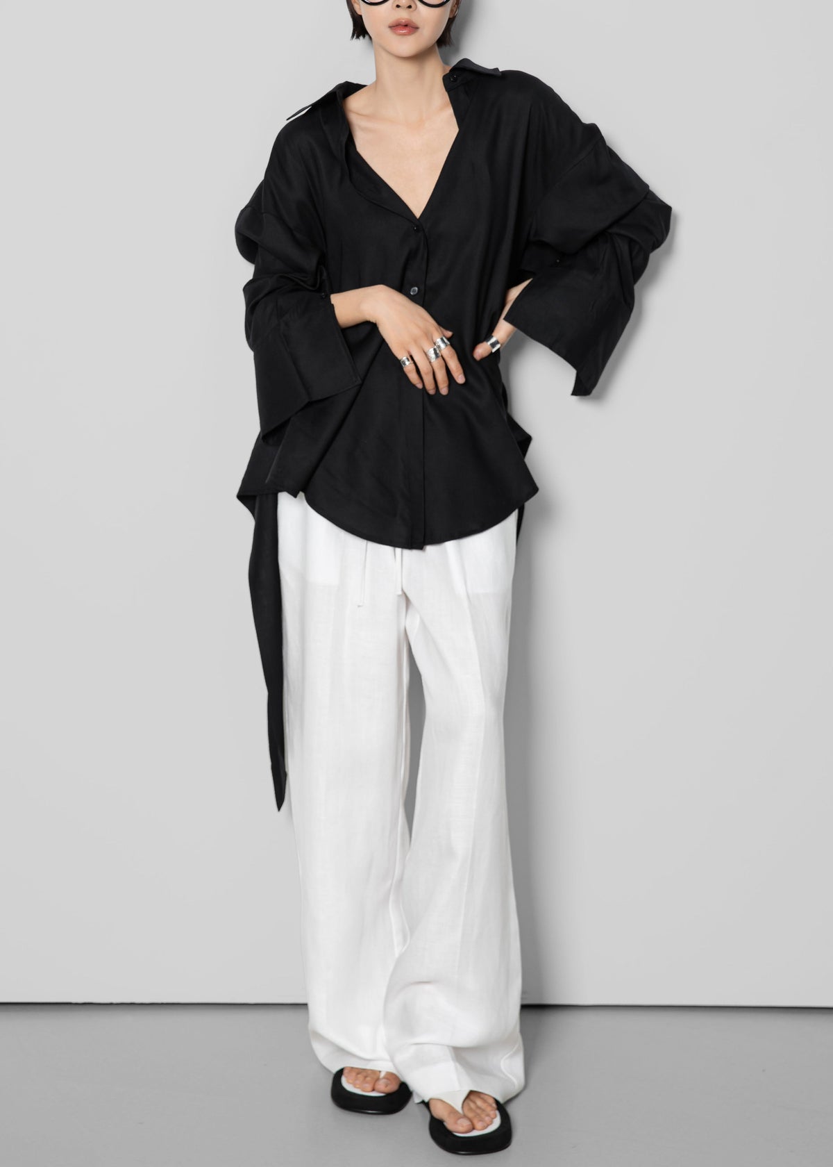 Velia Cut-Out Back Shirt - Black β view 3 of 6