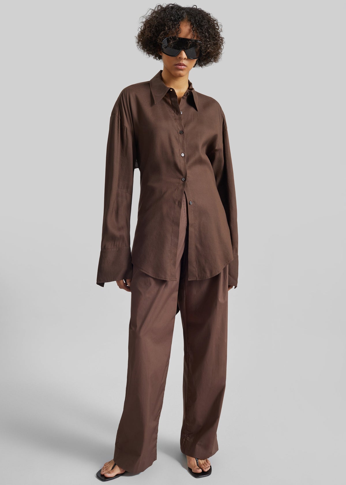 Velia Cut-Out Back Shirt - Brown β view 2 of 10