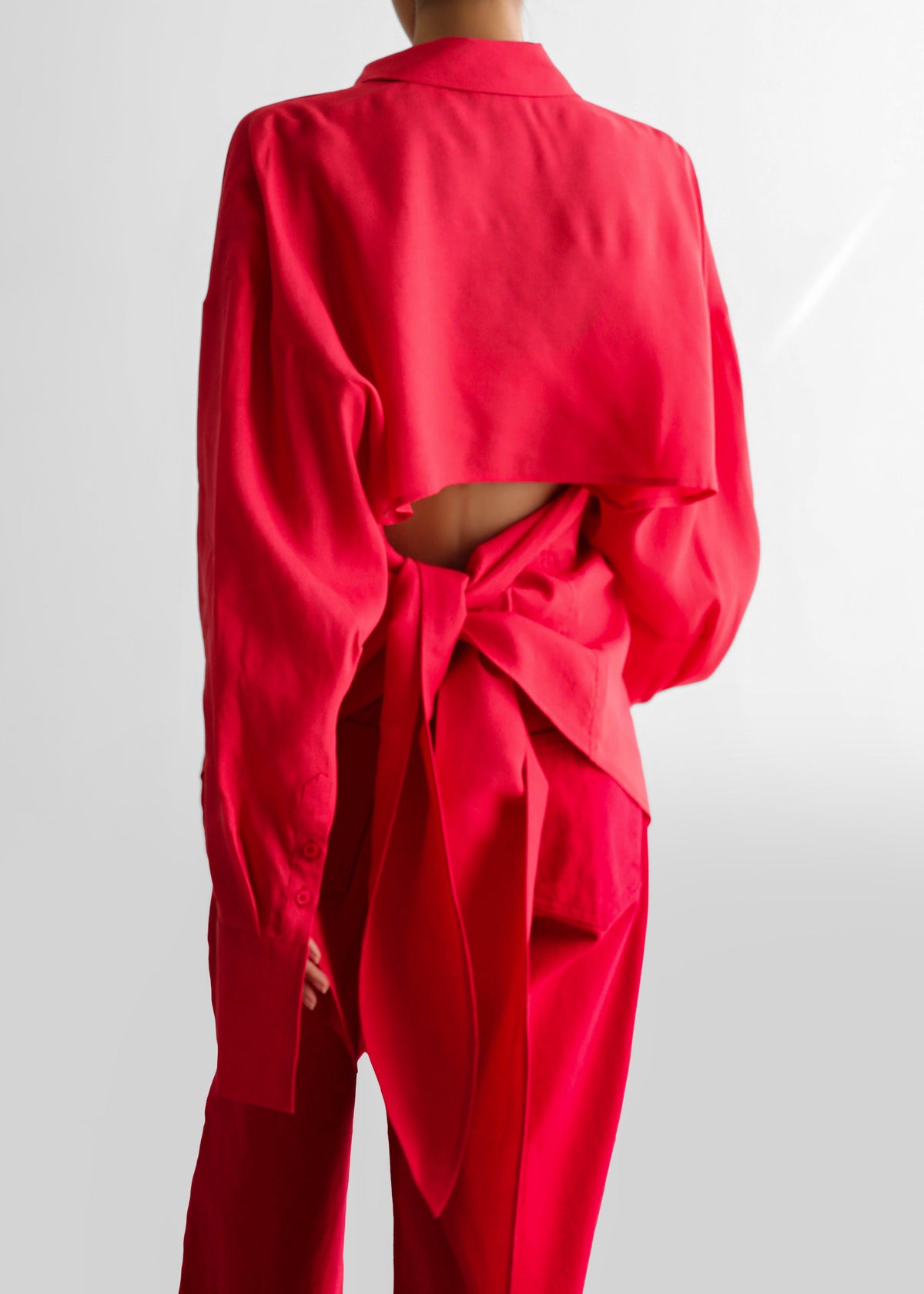 Velia Cut-Out Back Shirt - Red β view 6 of 11