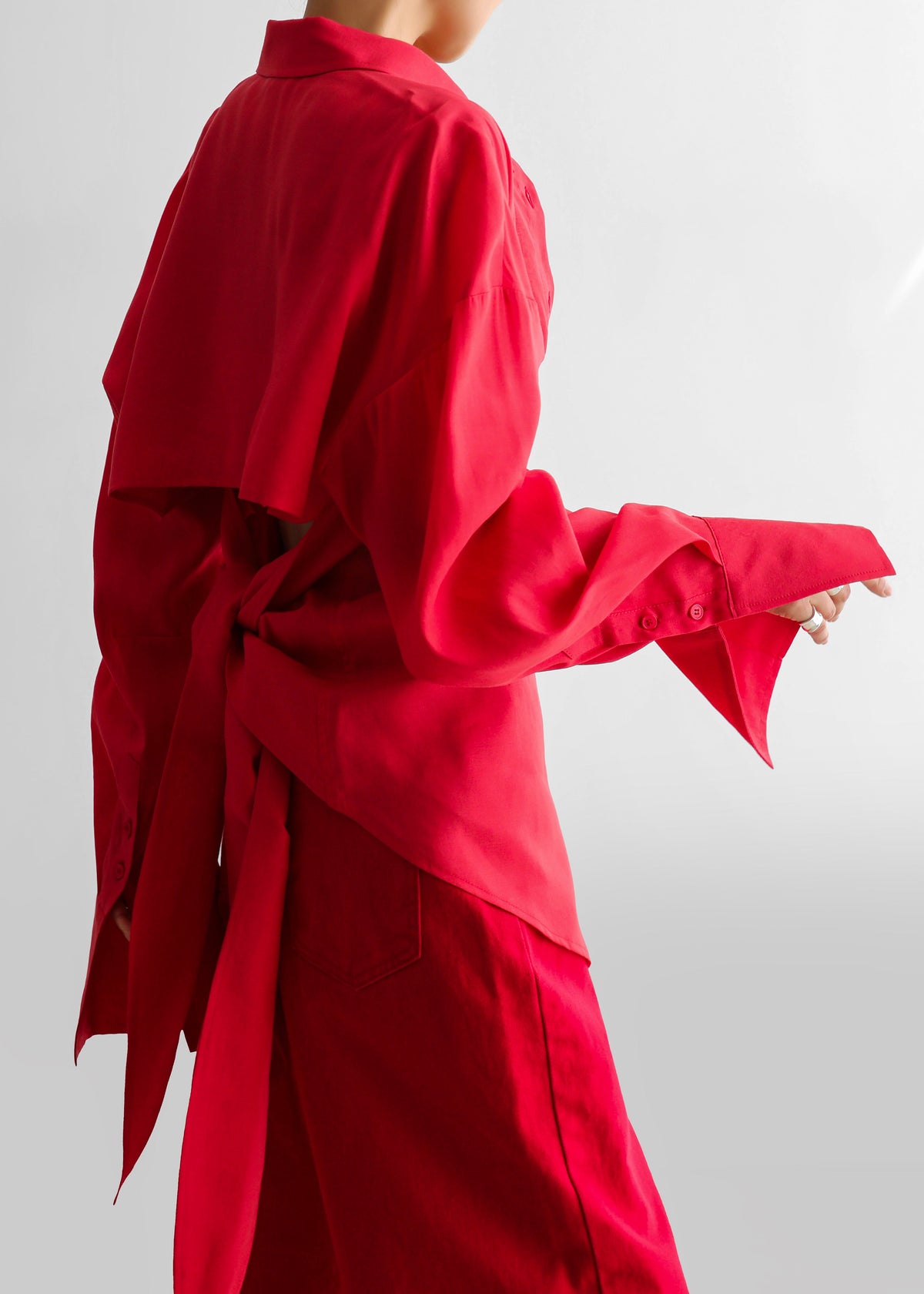 Velia Cut-Out Back Shirt - Red β view 9 of 11