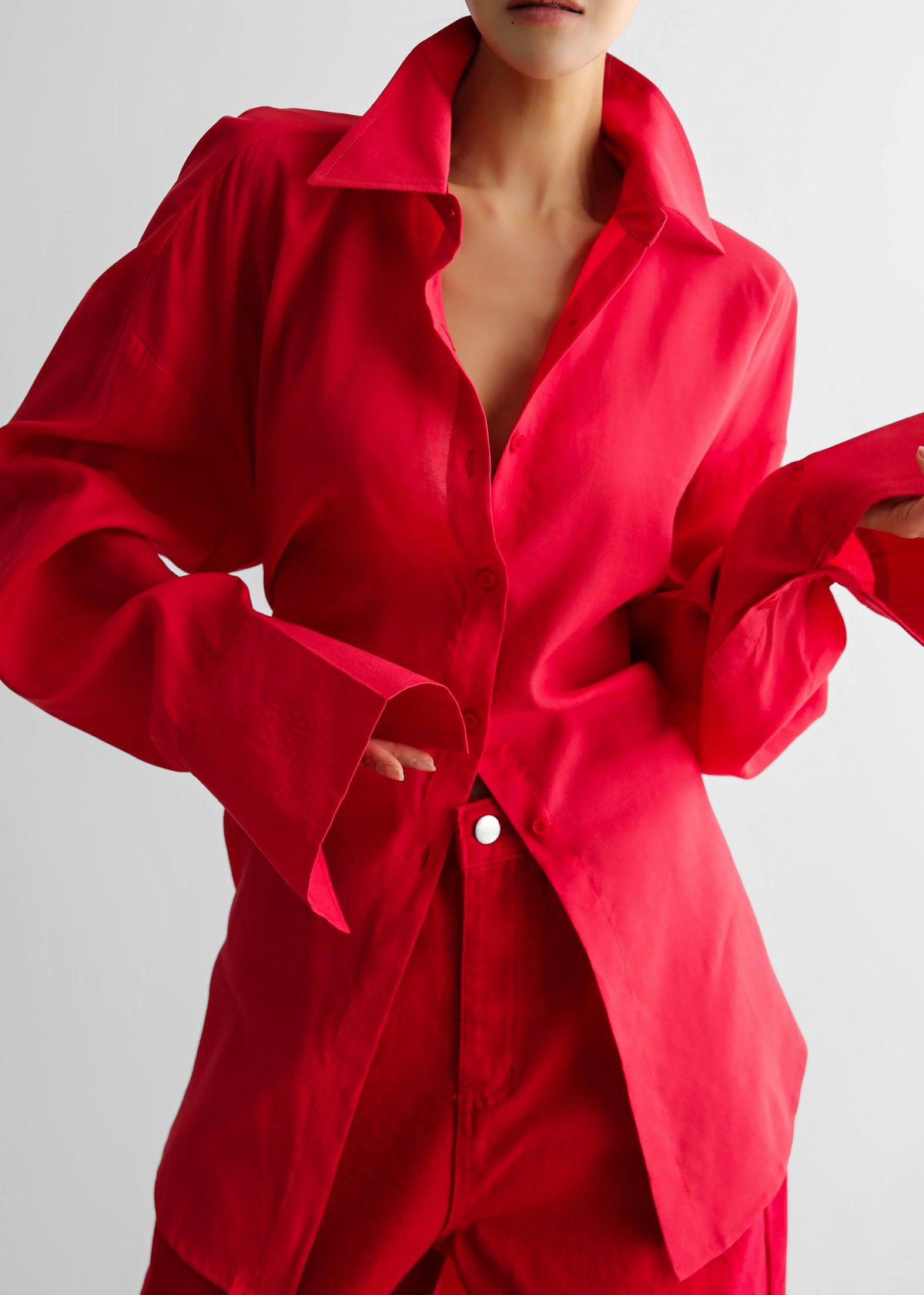 Velia Cut-Out Back Shirt - Red β view 8 of 11