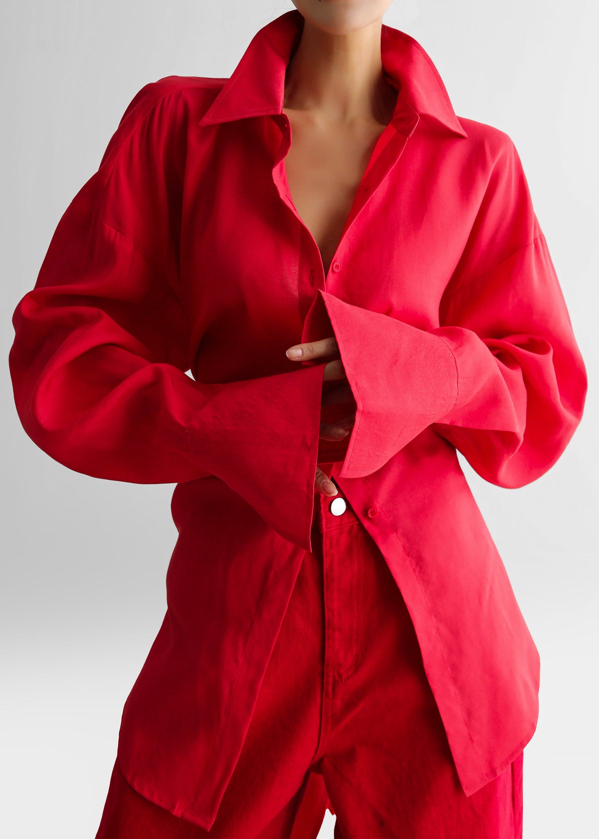 Velia Cut-Out Back Shirt - Red β view 4 of 11