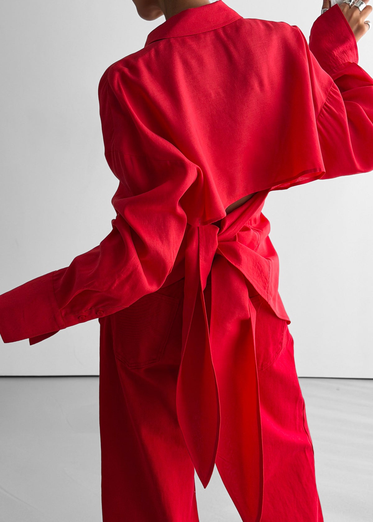 Velia Cut-Out Back Shirt - Red β view 1 of 11