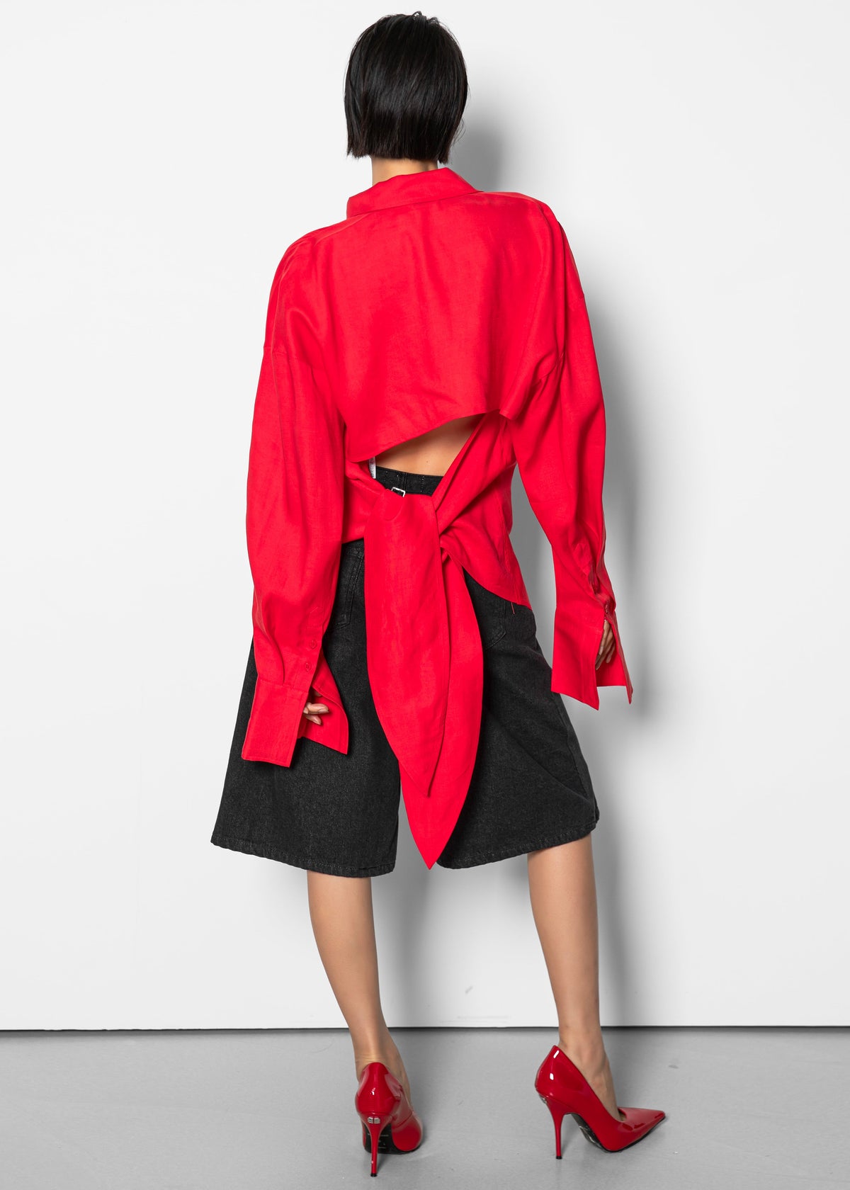 Velia Cut-Out Back Shirt - Red β view 11 of 11