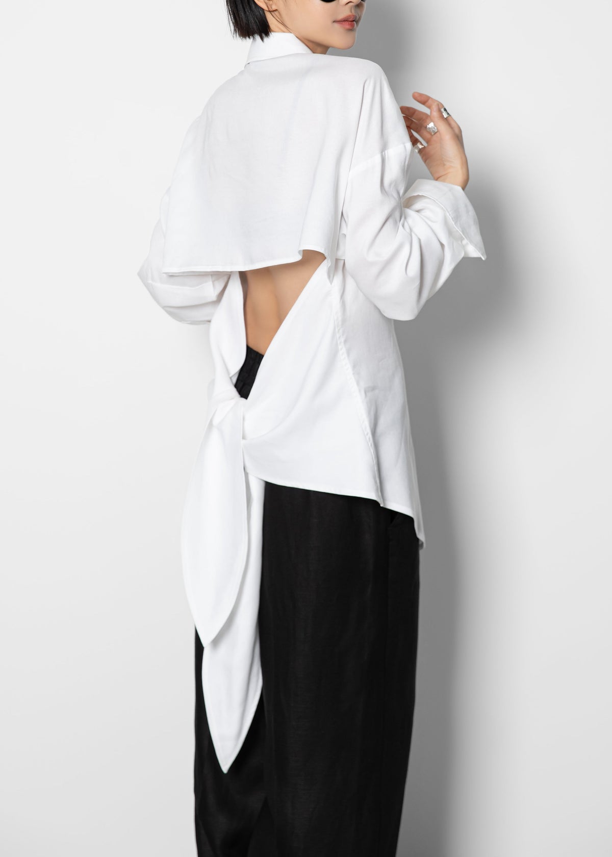 Velia Cut-Out Back Shirt - White β view 3 of 6