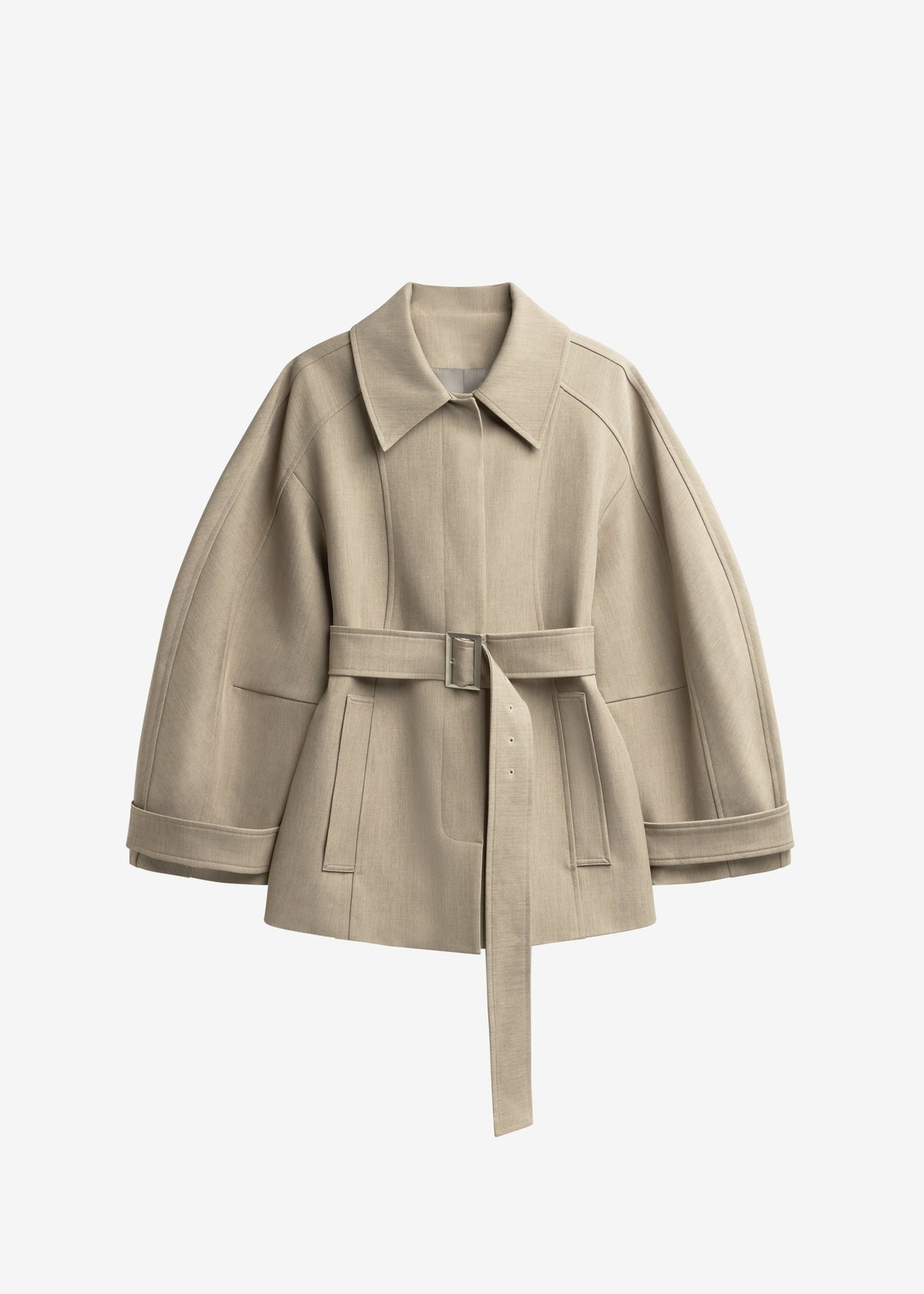 Venlo Curve Sleeve Belted Jacket - Beige β view 9 of 9