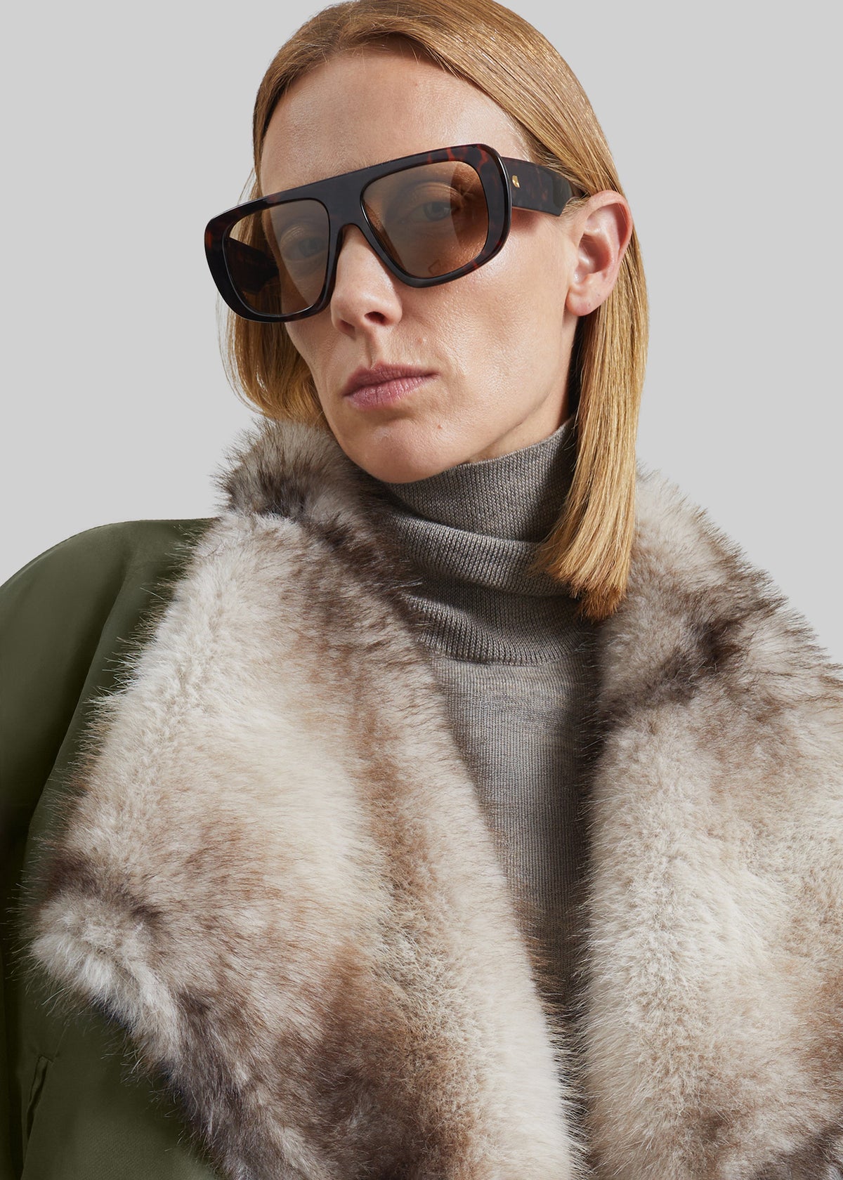 Vera Faux Fur Reversible Short Coat - Beige/Green β view 4 of 6