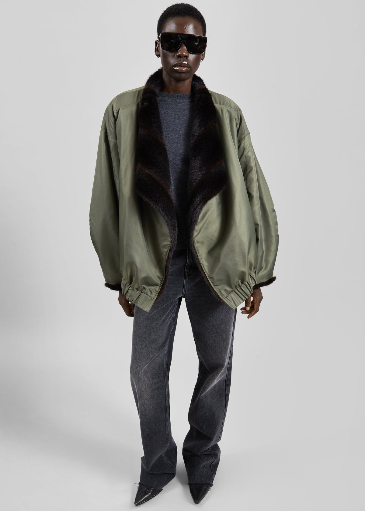 Vera Faux Fur Reversible Short Coat - Brown/Green β view 3 of 7