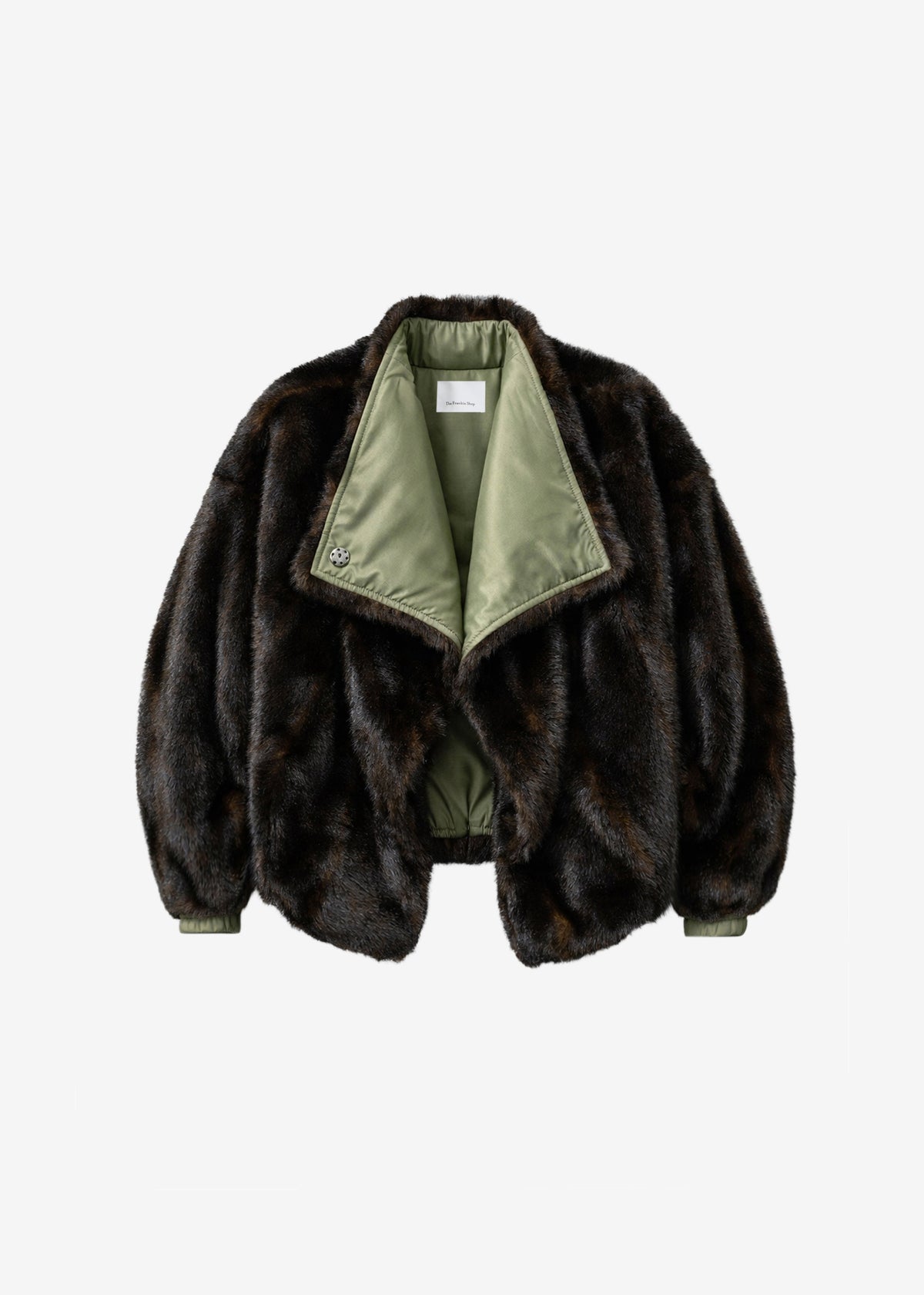 Vera Faux Fur Reversible Short Coat - Brown/Green β view 7 of 7