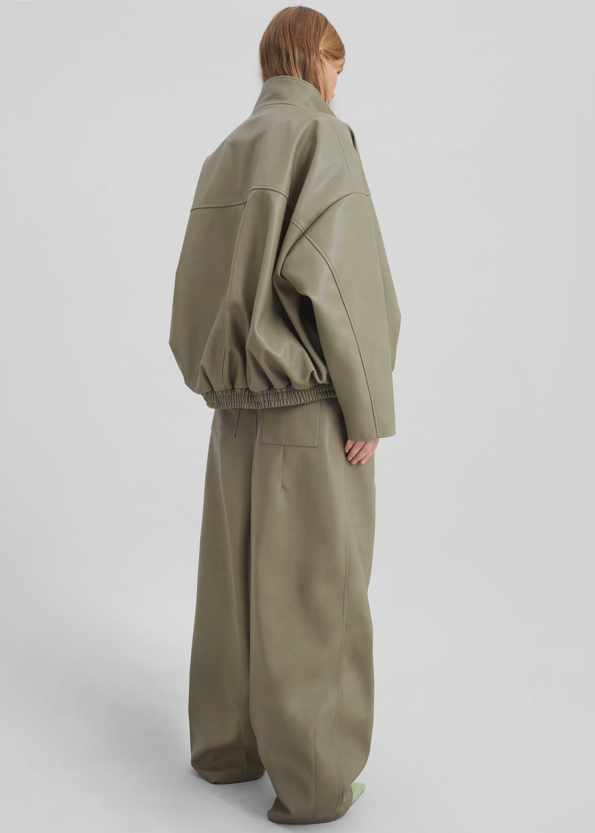 Veren Faux Leather Bomber Jacket - Sage β view 10 of 11
