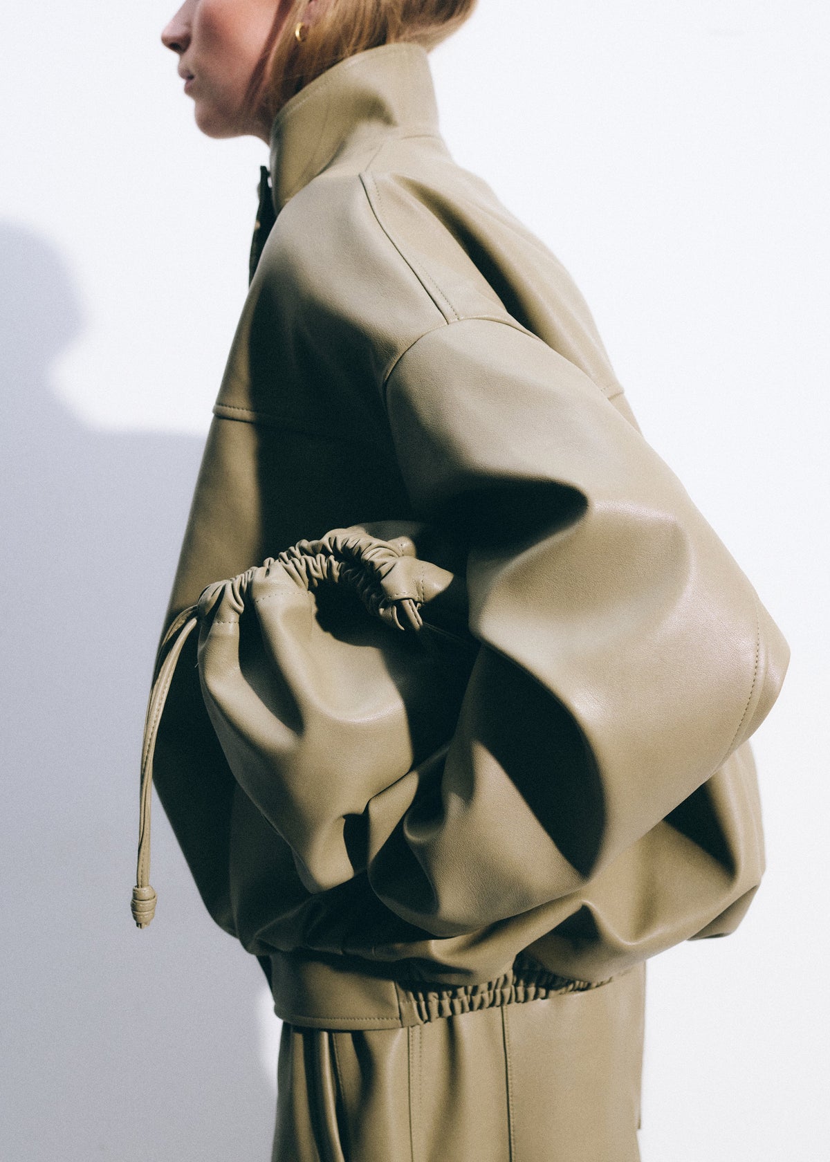 Veren Faux Leather Bomber Jacket - Sage β view 4 of 11