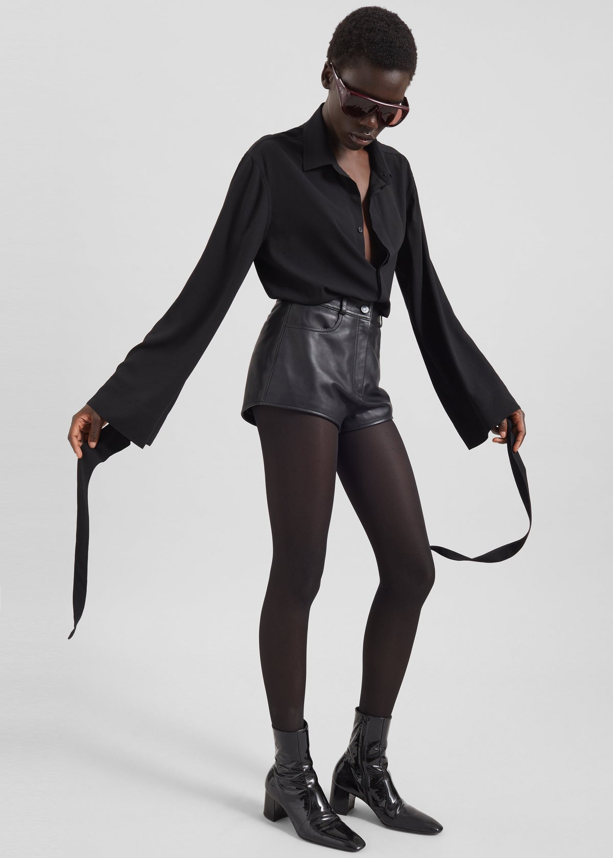Verlin Sheer Chiffon Tie Cuff Shirt - Black β view 4 of 10