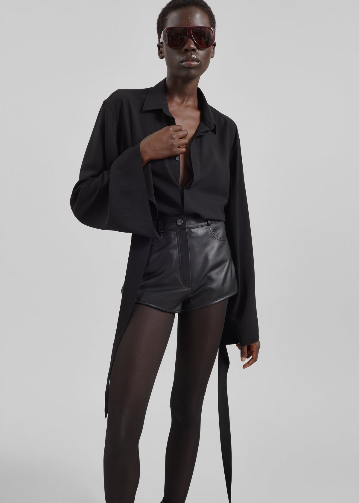 Verlin Sheer Chiffon Tie Cuff Shirt - Black β view 2 of 10